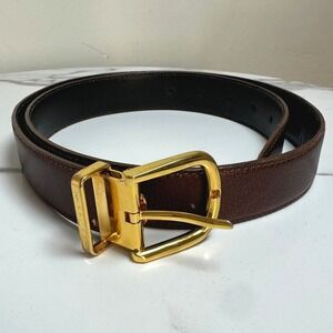 Moreschi Brown Leather Belt Gold Hinged Buckle Made in Italy Size 115 / 44